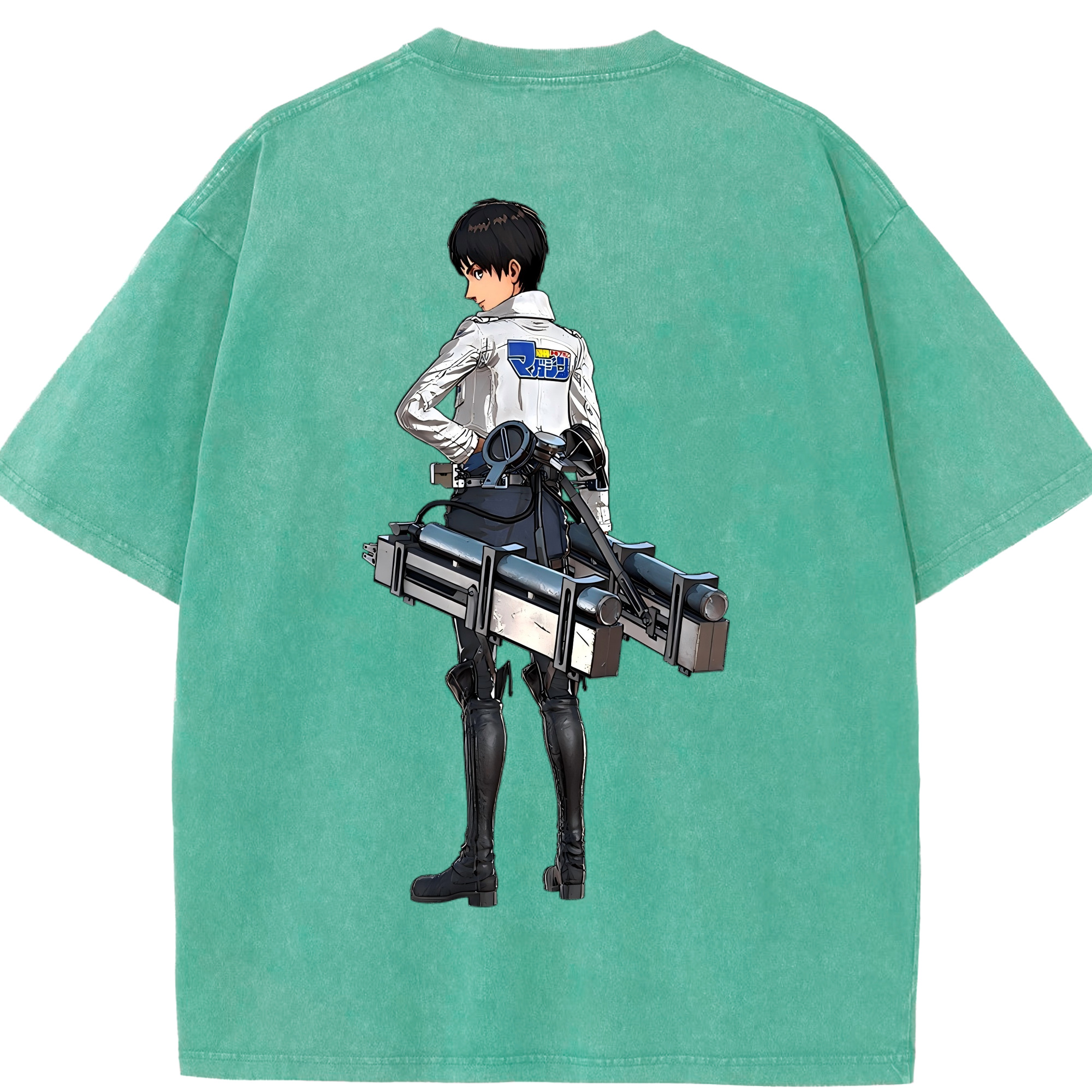 （画像用） 進撃の巨人 エレン･イェーガー Attack on Titan Eren Jäger 綿100% ヴィンテージ風 半袖Tシャツ（背面プリント）